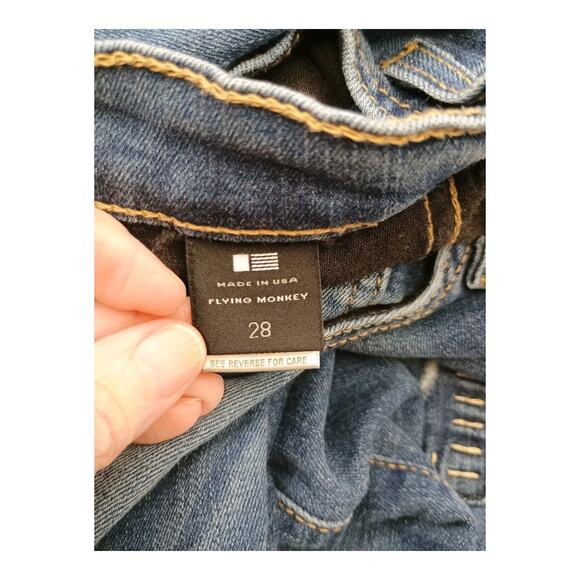 Flying Monkey Platinum Distressed Sashiko Boro Patched Womens Skinny Jeans Sz 28 - Picture 10 of 13